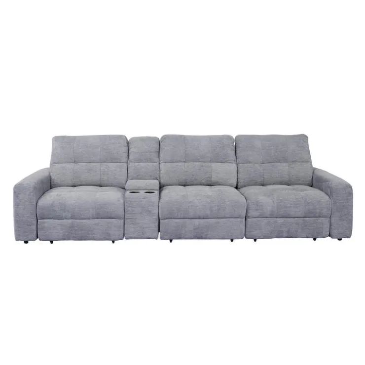 Power Modular Reclining Sofa with 1 Slider and Console - 4 pcs Grey Hot