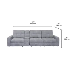 Power Modular Reclining Sofa with 1 Slider and Console - 4 pcs Grey Hot