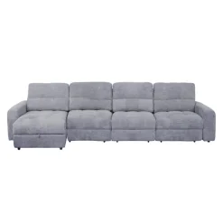 Power Modular Reclining Sectional with 2 Sliders and Left-Side Chaise with Storage - 4 pcs Grey Online