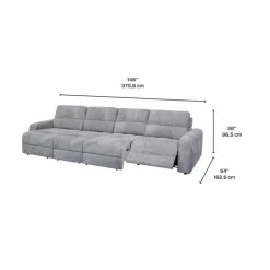 Power Modular Reclining Sectional with 2 Sliders and Left-Side Chaise with Storage - 4 pcs Grey Online