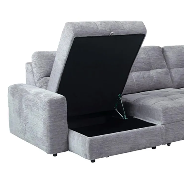 Power Modular Reclining Sectional with 2 Sliders and Right-Side Chaise with Storage - 4 pcs Grey