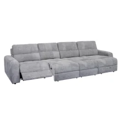Power Modular Reclining Sectional with 2 Sliders and Right-Side Chaise with Storage - 4 pcs Grey