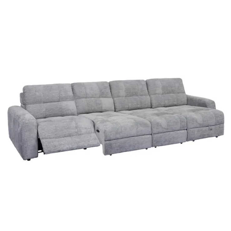 Power Modular Reclining Sectional with 2 Sliders and Right-Side Chaise with Storage - 4 pcs Grey