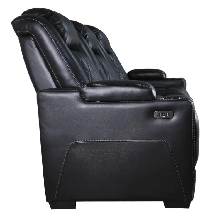 Power Modular Reclining Sofa and Drop-Down Backrest with Reading Lights - 3 pcs Black Online