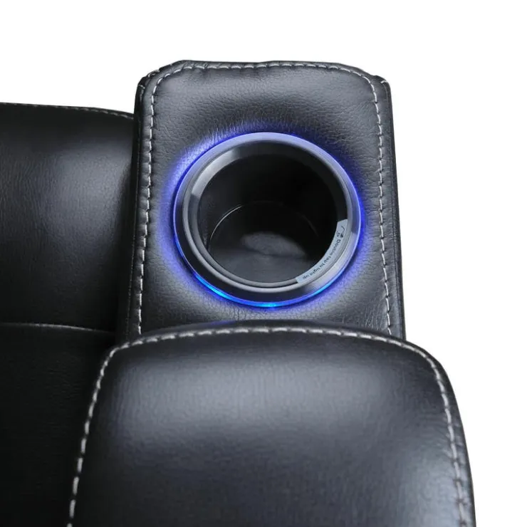 Power Modular Reclining Sofa and Drop-Down Backrest with Reading Lights - 3 pcs Black Online
