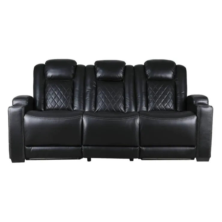 Power Modular Reclining Sofa and Drop-Down Backrest with Reading Lights - 3 pcs Black Online