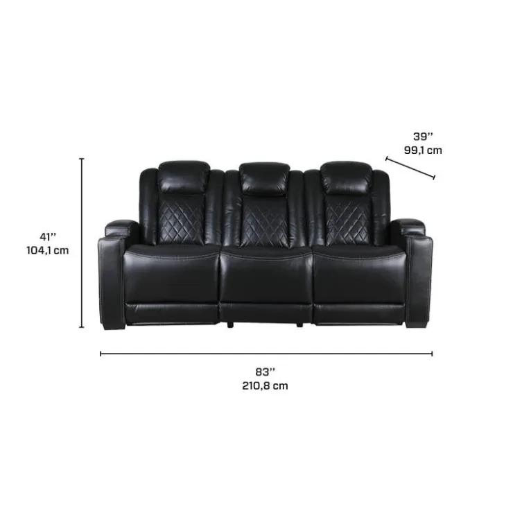 Power Modular Reclining Sofa and Drop-Down Backrest with Reading Lights - 3 pcs Black Online