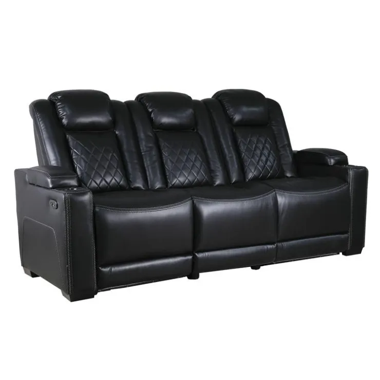 Power Modular Reclining Sofa and Drop-Down Backrest with Reading Lights - 3 pcs Black Online
