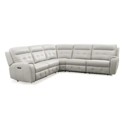 Power Modular Reclining Sectional with Fold-Down Backrest - 5 pcs Beige/Light Grey New