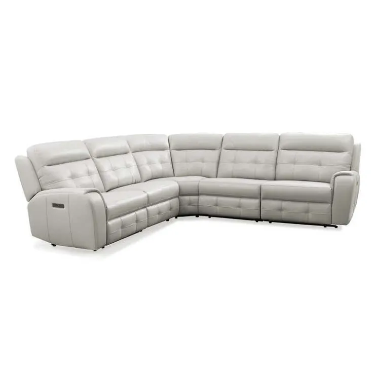 Power Modular Reclining Sectional with Fold-Down Backrest - 5 pcs Beige/Light Grey New