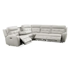 Power Modular Reclining Sectional with Fold-Down Backrest - 5 pcs Beige/Light Grey New