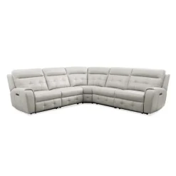 Power Modular Reclining Sectional with Fold-Down Backrest - 5 pcs Beige/Light Grey New