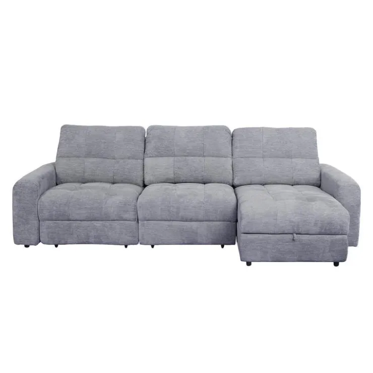 Power Modular Reclining Sofa with 1 Slider and Chaise - 3 pcs Grey Hot