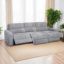 Power Modular Reclining Sofa with 1 Slider and Chaise - 3 pcs Grey Hot