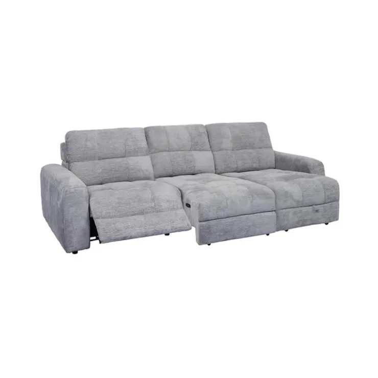 Power Modular Reclining Sofa with 1 Slider and Chaise - 3 pcs Grey Hot