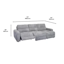 Power Modular Reclining Sofa with 1 Slider and Chaise - 3 pcs Grey Hot