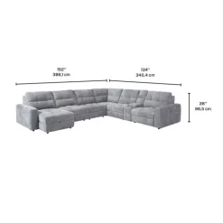 Power Modular Reclining Sectional with 2 Sliders, Left-Side Chaise with Storage, and Console - 7 pcs Grey Online