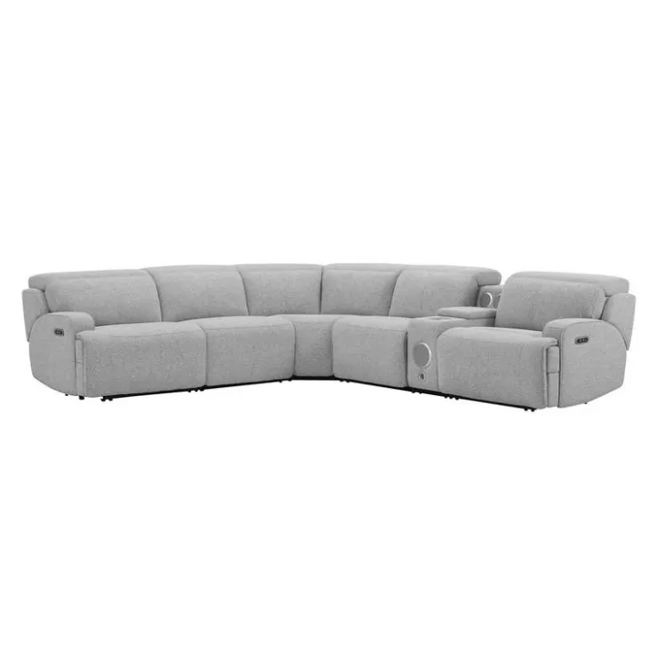 Power Modular Sectional and Console with Built-In Audio System - 6 pcs Grey