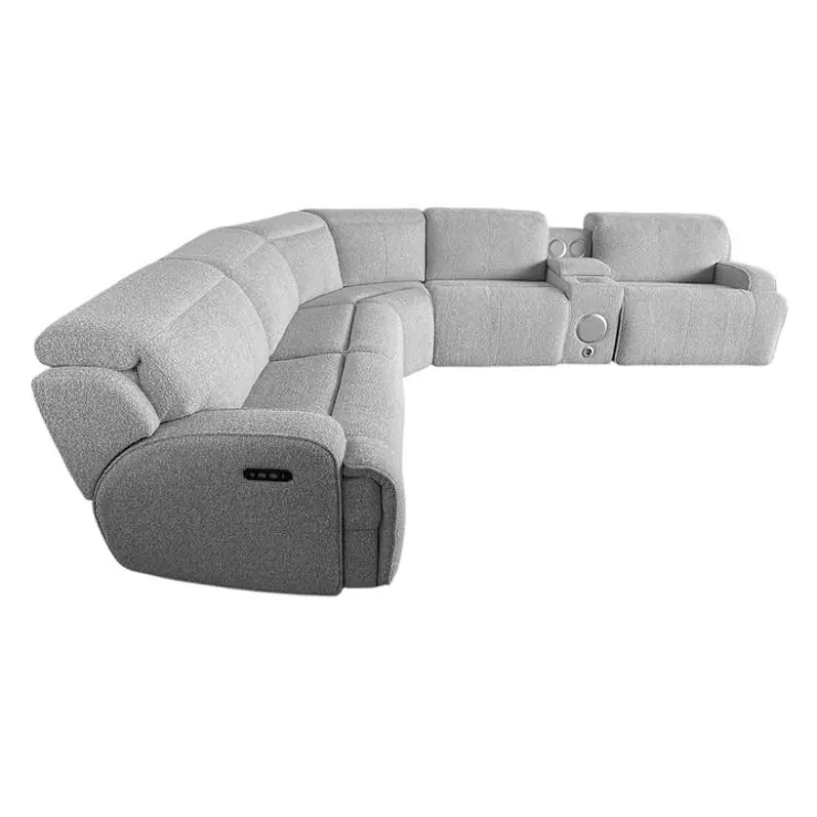 Power Modular Sectional and Console with Built-In Audio System - 6 pcs Grey