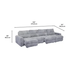 Power Modular Sectional with 2 Sliders and Right-Side Chaise with Storage - 4 pcs Grey Sale