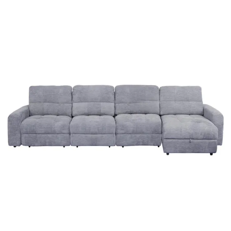 Power Modular Sectional with 2 Sliders and Right-Side Chaise with Storage - 4 pcs Grey Sale