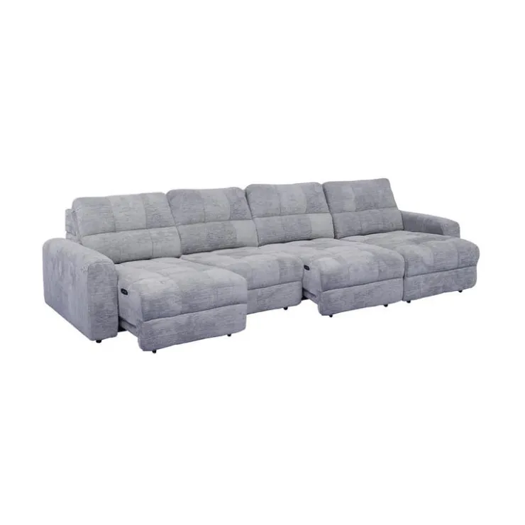 Power Modular Sectional with 2 Sliders and Right-Side Chaise with Storage - 4 pcs Grey Sale