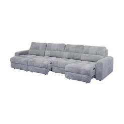 Power Modular Sectional with 2 Sliders and Left-Side Chaise with Storage - 4 pcs Grey Outlet