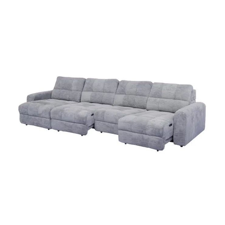Power Modular Sectional with 2 Sliders and Left-Side Chaise with Storage - 4 pcs Grey Outlet