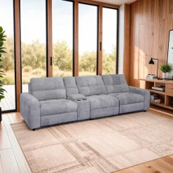 Power Modular Sofa with 2 Sliders and Console - 4 pcs Grey Sale
