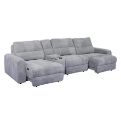 Power Modular Sofa with 2 Sliders and Console - 4 pcs Grey Sale