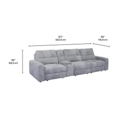 Power Modular Sofa with 2 Sliders and Console - 4 pcs Grey Sale