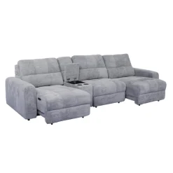 Power Modular Sofa with 2 Sliders and Console - 4 pcs Grey Sale