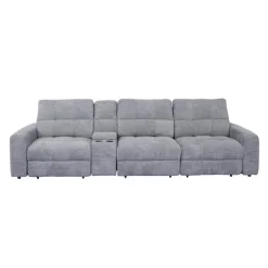 Power Modular Sofa with 2 Sliders and Console - 4 pcs Grey Sale