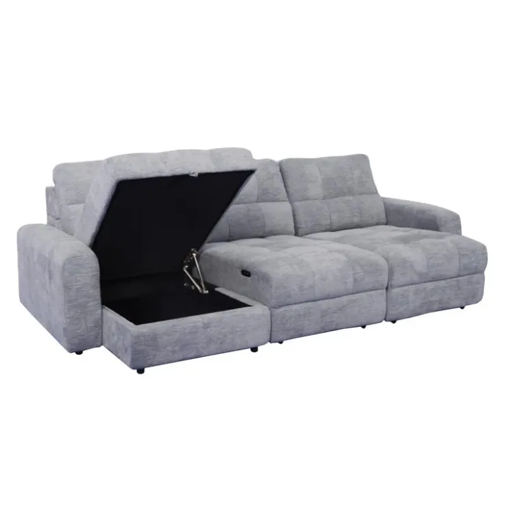 Power Modular Sofa with 2 Sliders and Left-Side Chaise with Storage - 3 pcs Grey Online