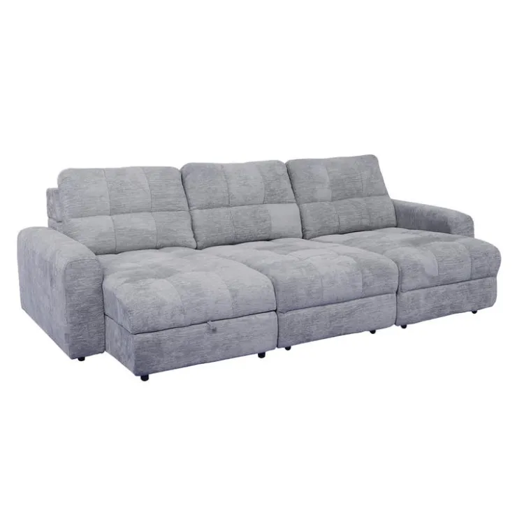 Power Modular Sofa with 2 Sliders and Left-Side Chaise with Storage - 3 pcs Grey Online