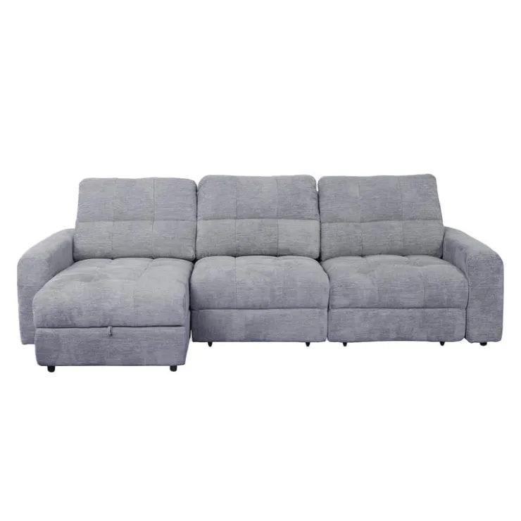 Power Modular Sofa with 2 Sliders and Left-Side Chaise with Storage - 3 pcs Grey Online