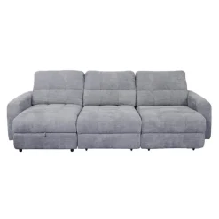 Power Modular Sofa with 2 Sliders and Left-Side Chaise with Storage - 3 pcs Grey Online