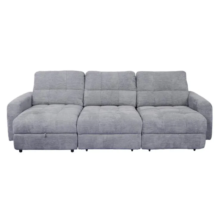 Power Modular Sofa with 2 Sliders and Left-Side Chaise with Storage - 3 pcs Grey Online