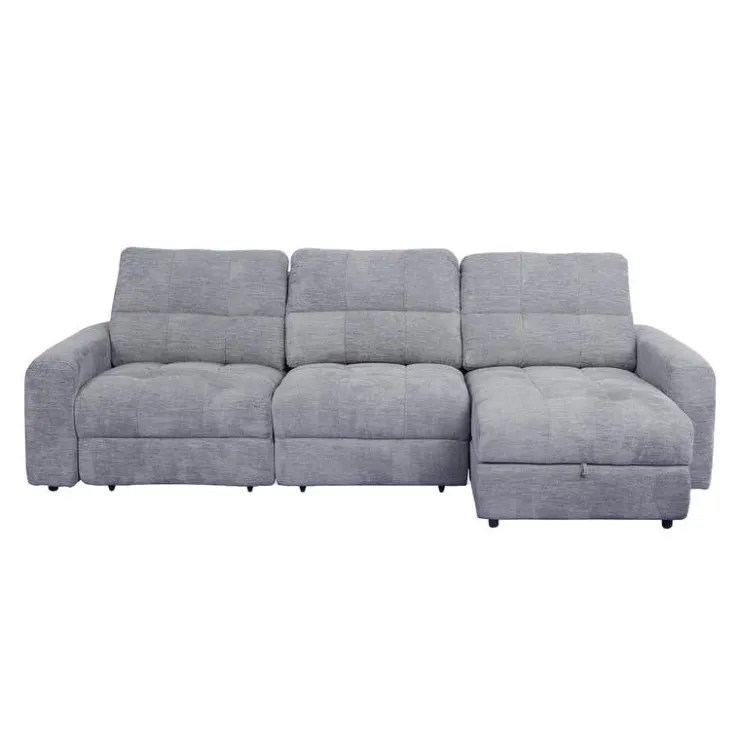 Power Modular Sofa with 2 Sliders and Right-Side Chaise with Storage - 3 pcs Grey Sale