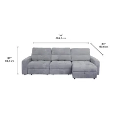 Power Modular Sofa with 2 Sliders and Right-Side Chaise with Storage - 3 pcs Grey Sale