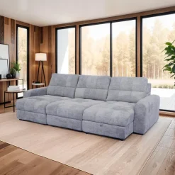 Power Modular Sofa with 2 Sliders and Right-Side Chaise with Storage - 3 pcs Grey Sale