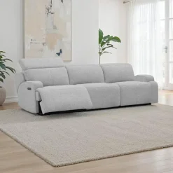 Power Modular Sofa with Adjustable Headrests - 3 pcs Grey