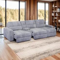Power Modular Sofa with Sliders and Console - 4 pcs Grey Sale