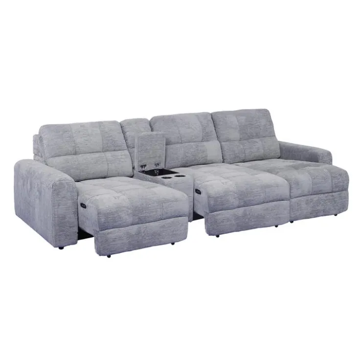 Power Modular Sofa with Sliders and Console - 4 pcs Grey Sale