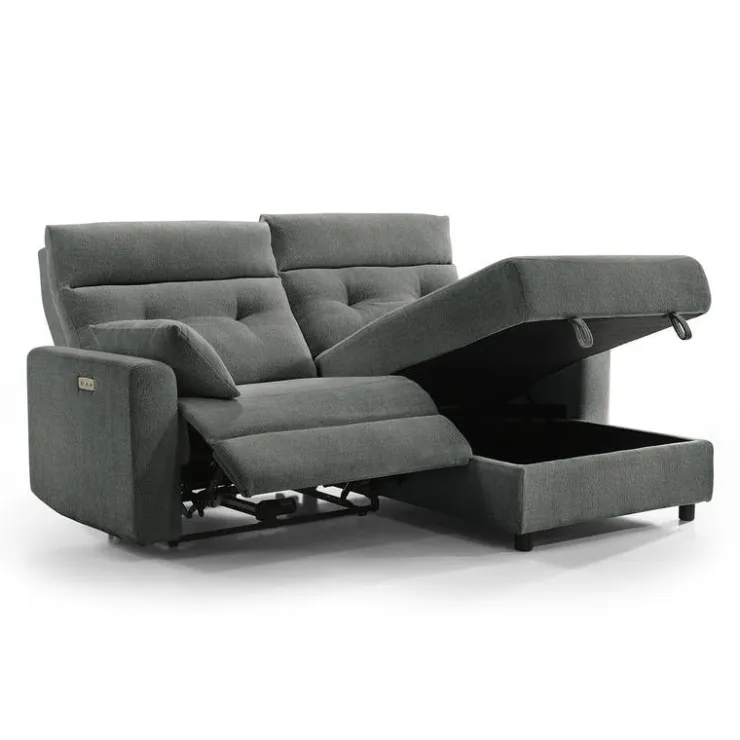 Power Recliner Loveseat and Right-Facing Chaise with Storage - Grey Outlet