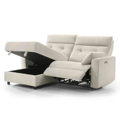 Power Recliner Loveseat and Left-Facing Chaise with Storage - Beige Hot