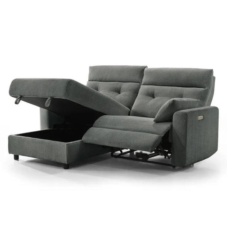 Power Recliner Loveseat and Left-Facing Chaise with Storage - Grey Clearance