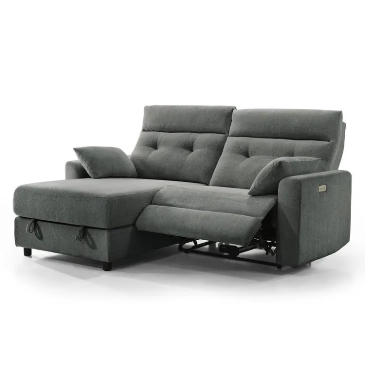 Power Recliner Loveseat and Left-Facing Chaise with Storage - Grey Clearance
