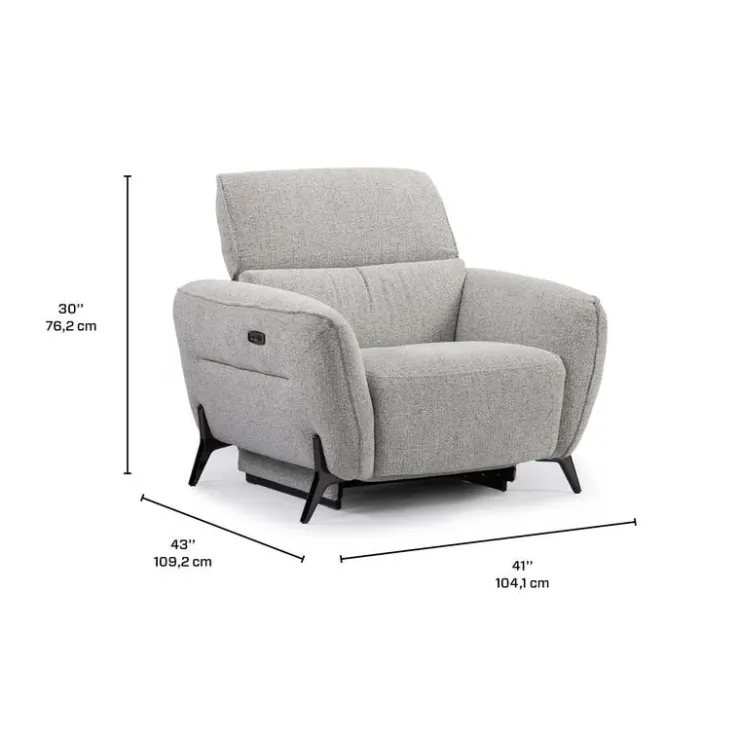 HTL Power Recliner with Adjustable Headrest - Fabric Beige Outlet