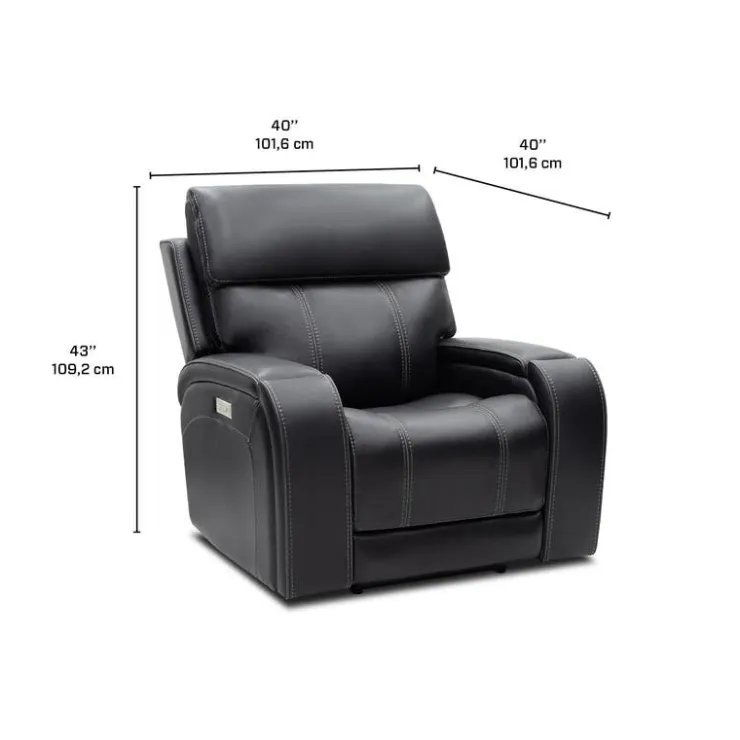 Power Recliner with Adjustable Headrest, Retractable Controls and Immersive Sound System Black Outlet